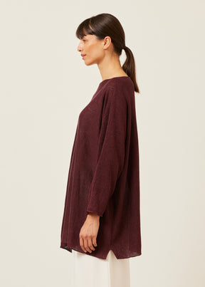 linen sideways knitted sweater - long