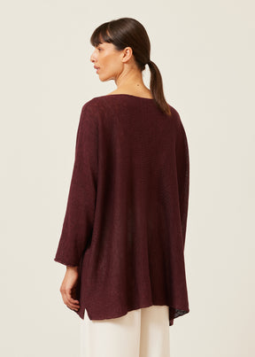 linen sideways knitted sweater - long
