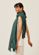 fine large linen scarf with edge detail