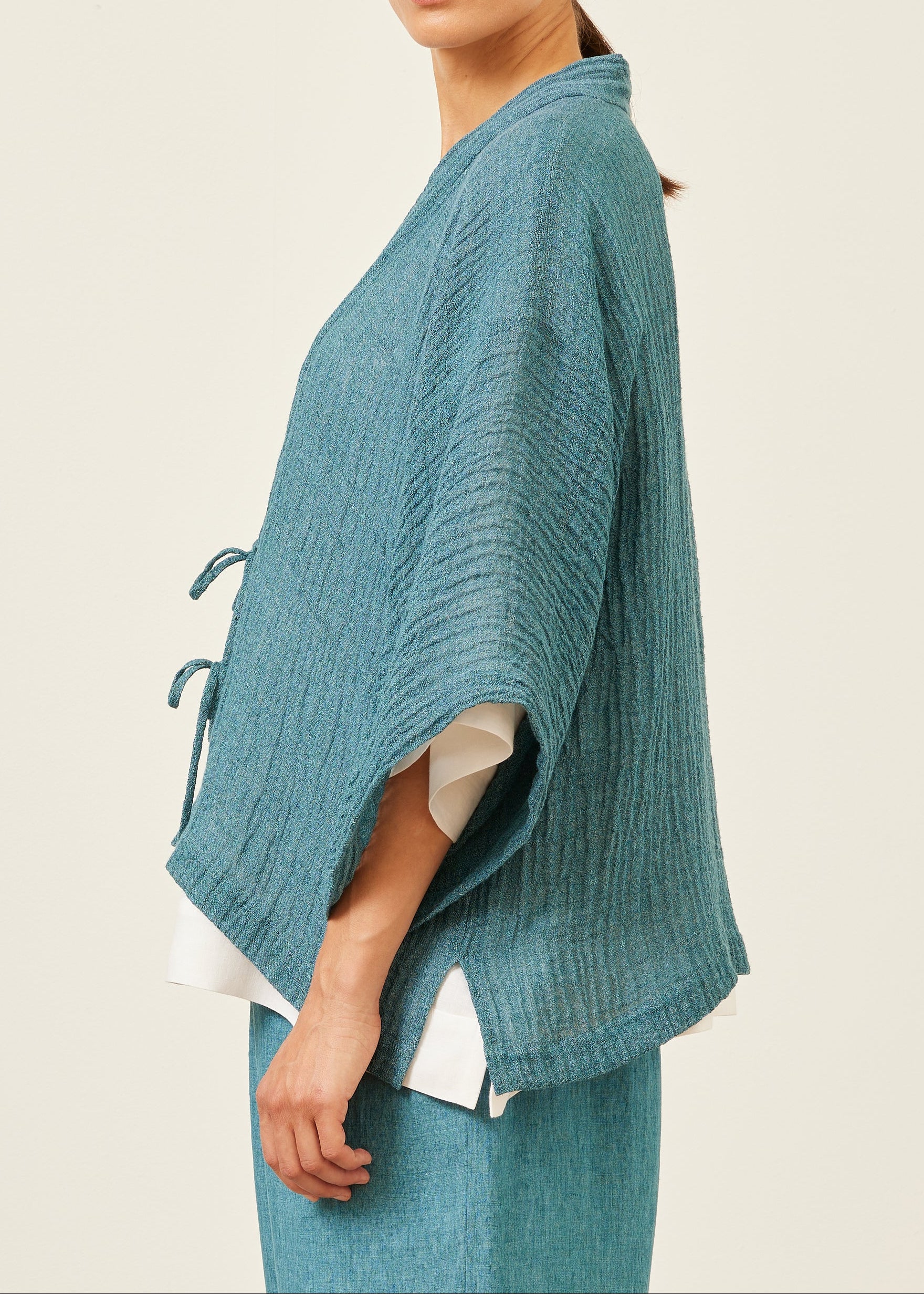 linen gauze shanghai jacket - mid (darkturquoise)