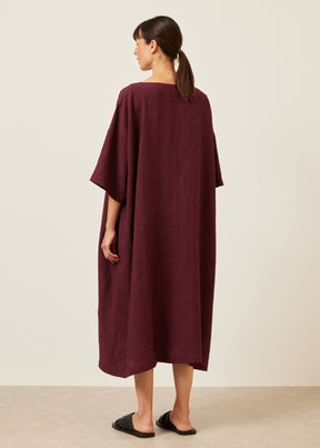 linen angle-to-front side seam scoop neck t shirt dress