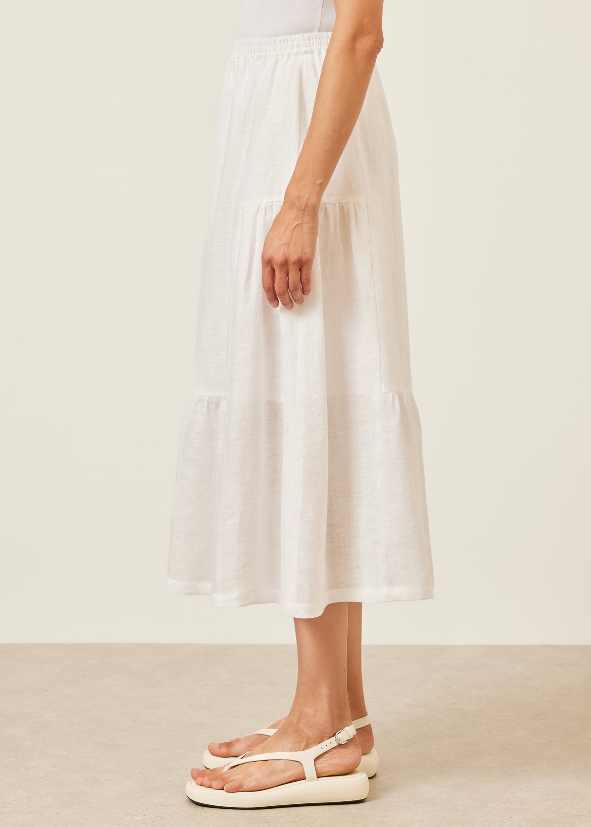 linen tiered petticoat skirt (white)