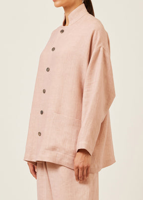 linen achkan' stand collar jacket - long