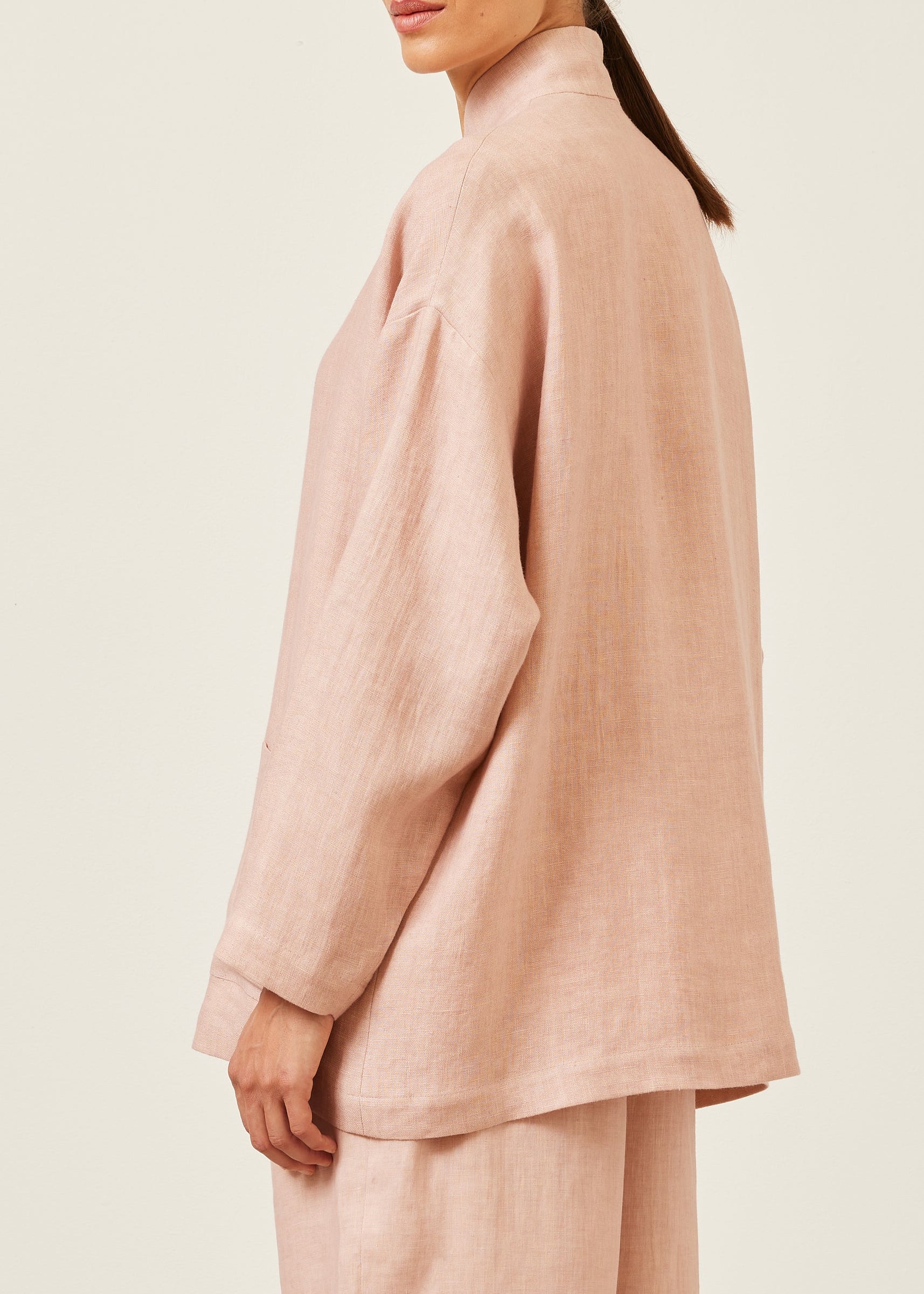 linen achkan' stand collar jacket - long