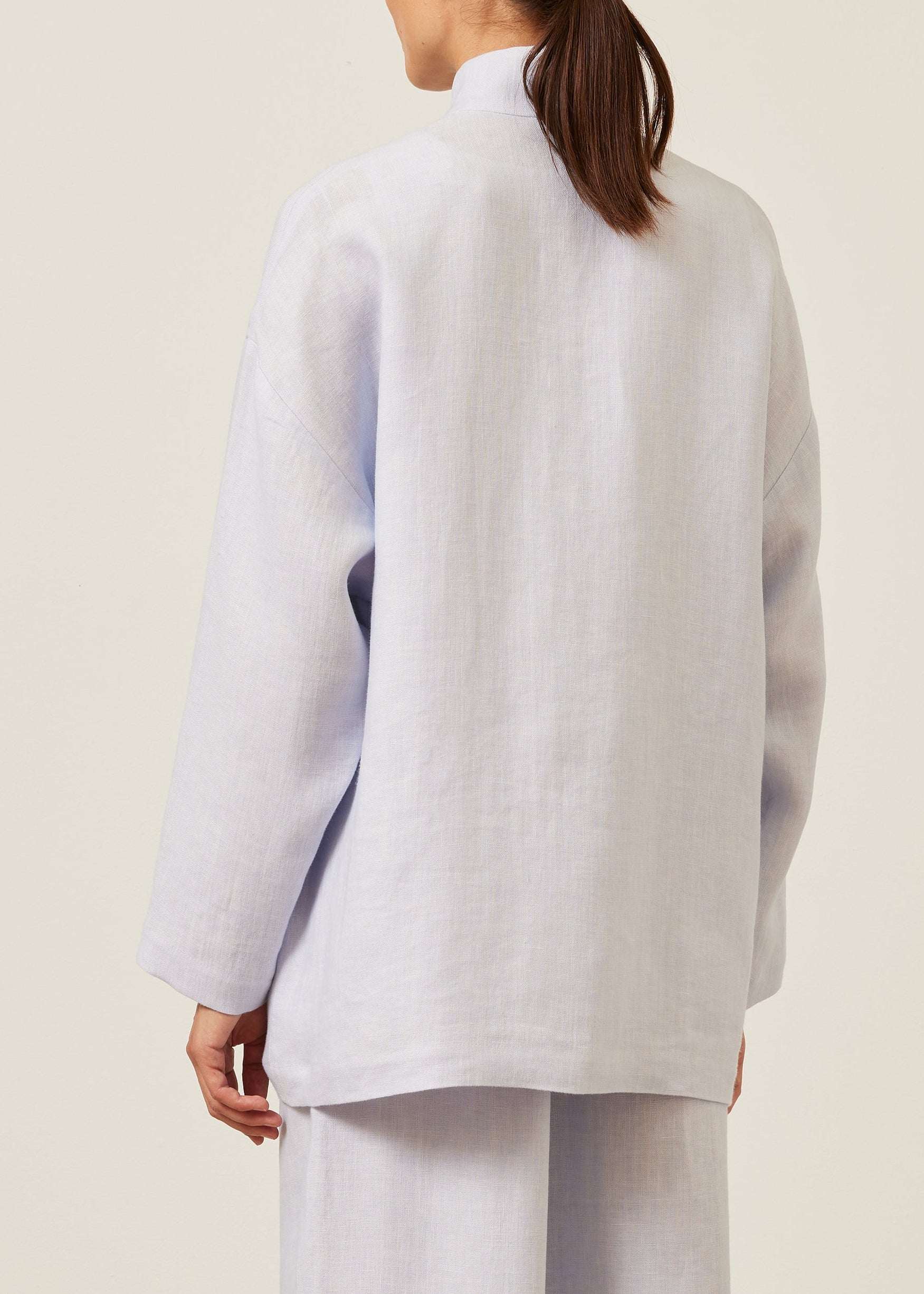 linen achkan' stand collar jacket - long