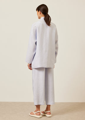 linen achkan' stand collar jacket - long