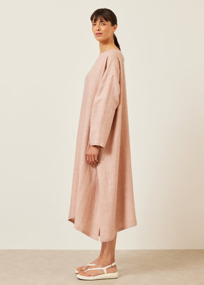 linen wide a-line scoop neck dress