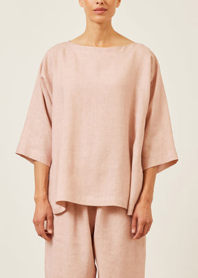linen side panelled 3/4 sleeve scoop neck tunic - mid plus