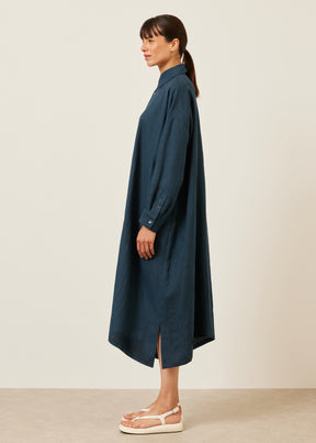 wide a-line shirt dress with collar