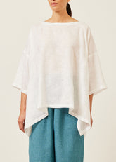 linen mix dps scoop neck 3/4 sleeve top - mid plus