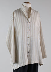 linen slim a-line dbl stand cllr shrt w/stepped ins lng