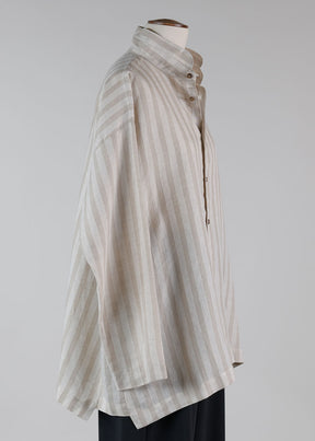 linen slim a-line dbl stand cllr shrt w/stepped ins lng