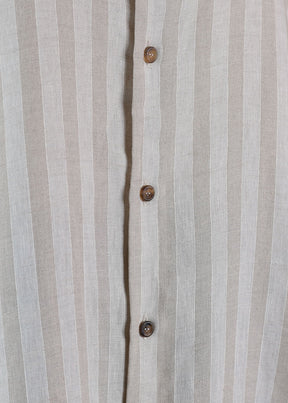 linen slim a-line dbl stand cllr shrt w/stepped ins lng