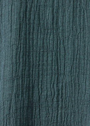 linen gauze wide short sleeve scrunch shawl collar jacket - mid plus (tealgreen)