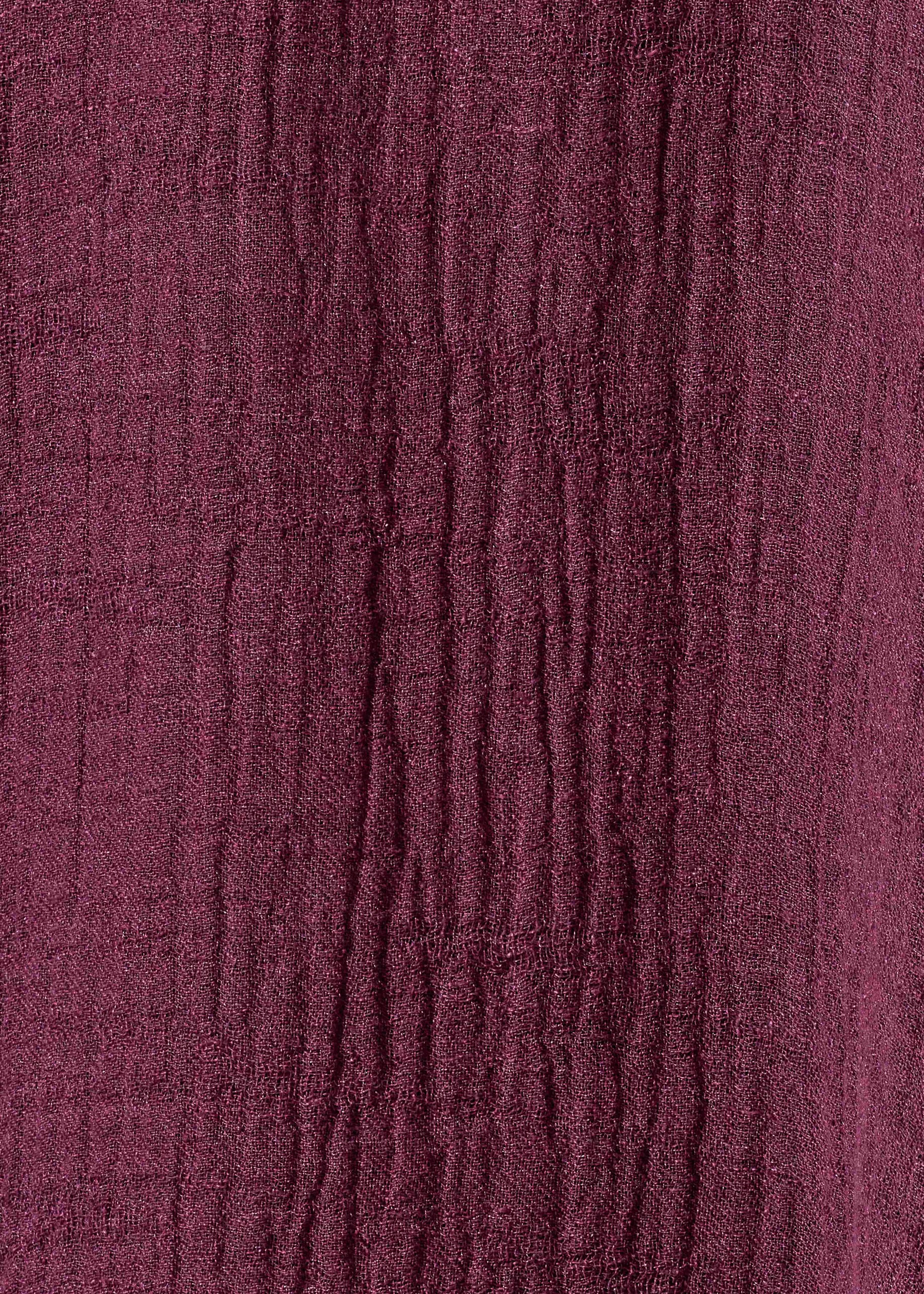 linen gauze wide short sleeve scrunch shawl collar jacket - long plus (cochineal)