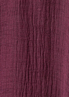 linen gauze wide short sleeve scrunch shawl collar jacket - long plus (cochineal)