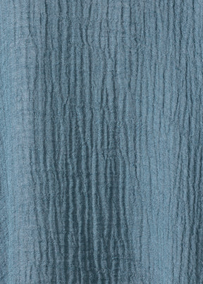 linen gauze wide short sleeve scrunch shawl collar jacket - long plus (darkturquoise)
