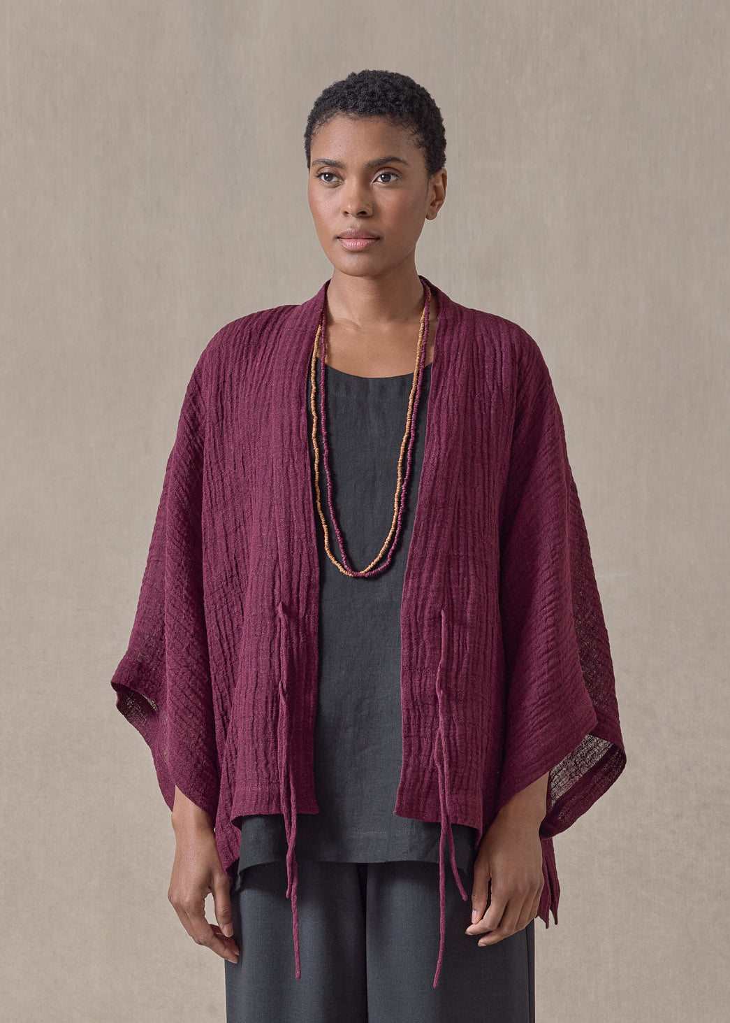 linen gauze shanghai jacket - mid (cochineal)