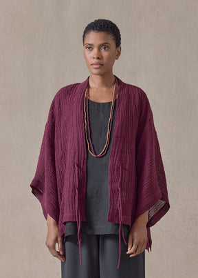 linen gauze shanghai jacket - mid (cochineal)