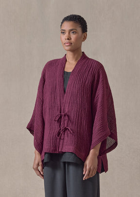linen gauze shanghai jacket - mid (cochineal)