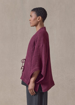 linen gauze shanghai jacket - mid (cochineal)