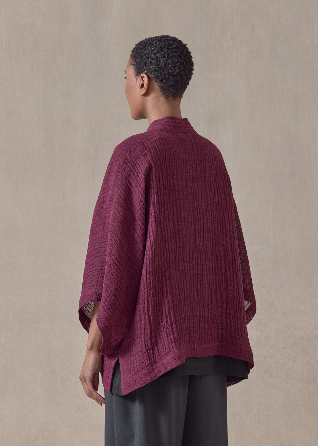 linen gauze shanghai jacket - mid (cochineal)