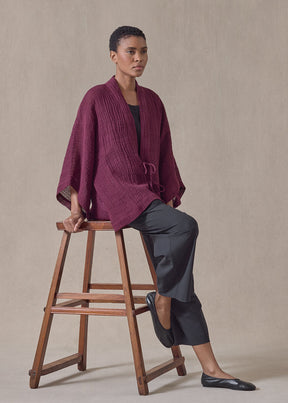 linen gauze shanghai jacket - mid (cochineal)