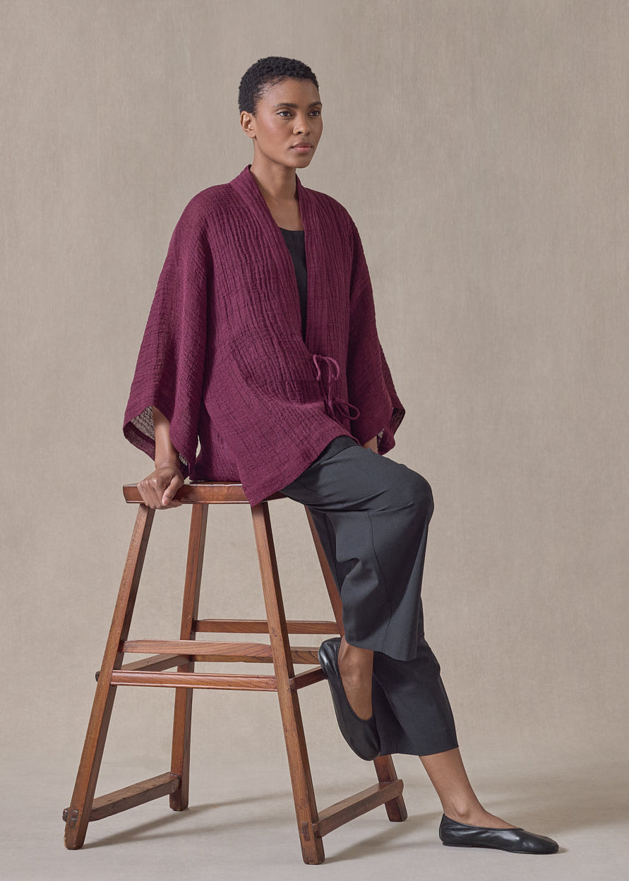 linen gauze shanghai jacket - mid (cochineal)