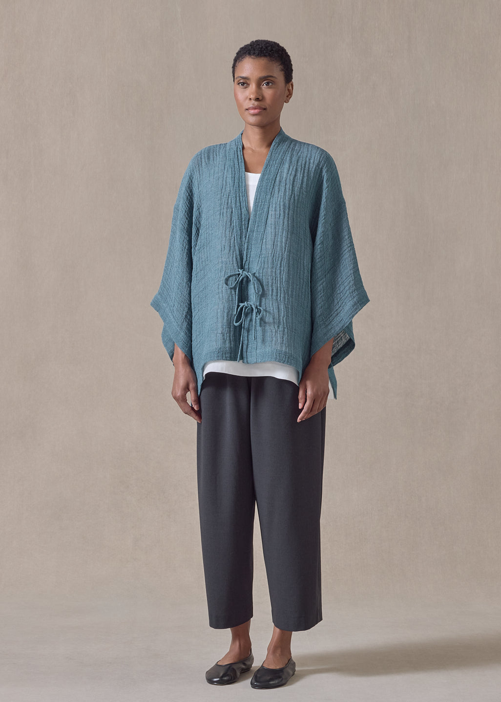 linen gauze shanghai jacket - mid (darkturquoise)