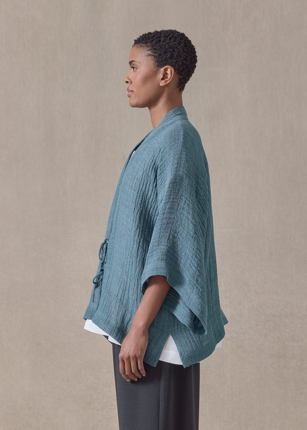 linen gauze shanghai jacket - mid (darkturquoise)