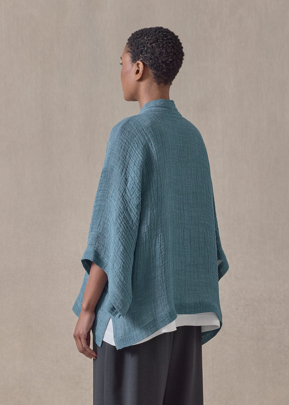 linen gauze shanghai jacket - mid (darkturquoise)