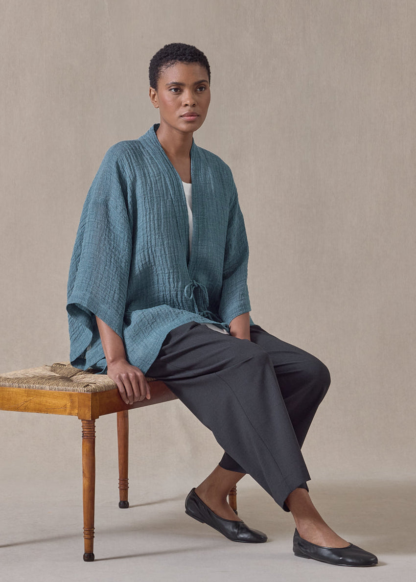 linen gauze shanghai jacket - mid (darkturquoise)