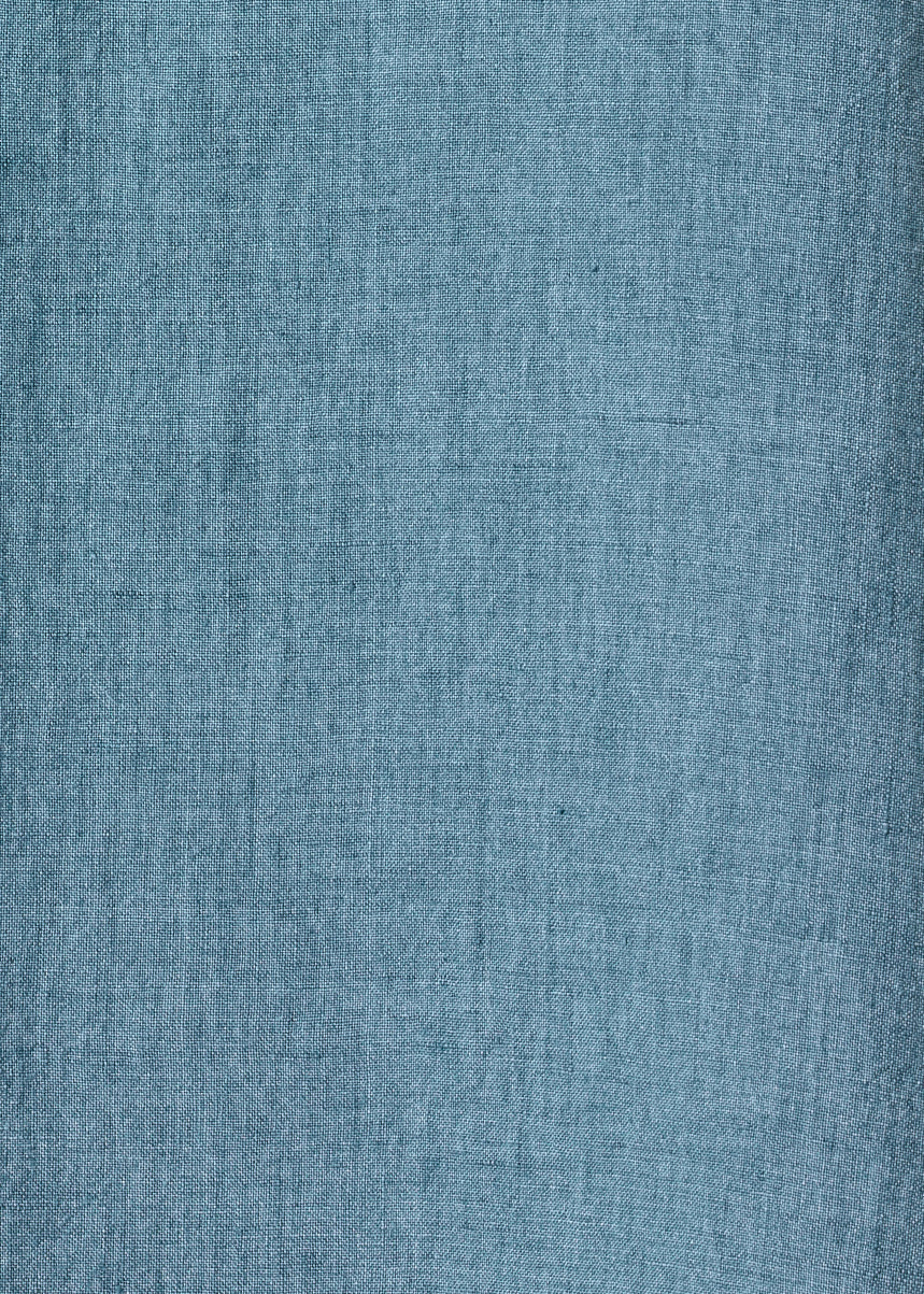 linen angle-to-front 3/4 sleeve scoop neck tunic  - long (darkturquoise)