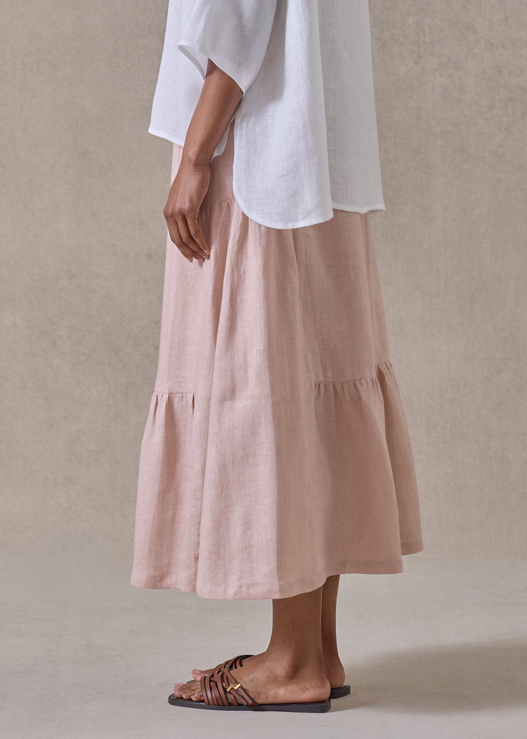 linen tiered petticoat skirt (rosepowder)