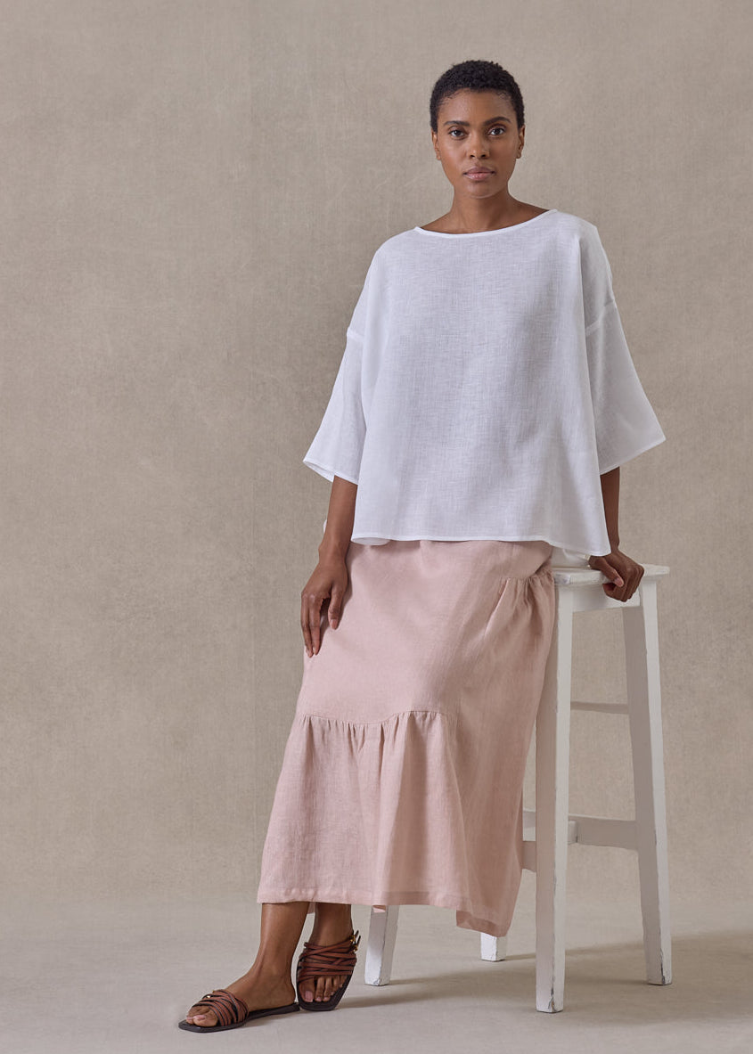 linen tiered petticoat skirt (rosepowder)