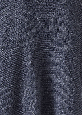 cotton linen mix  3/4 width round neck sweater - mid plus