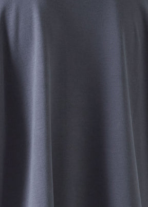 cotton jersey round neck 3/4 sleeve top with hembands - mid plus