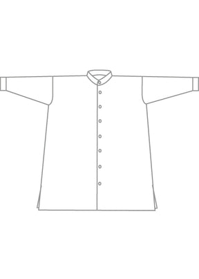 silk wide a-line collarless shirt - very long with slits