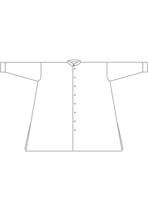 silk mix wide a-line collarless shirt - very long with slits