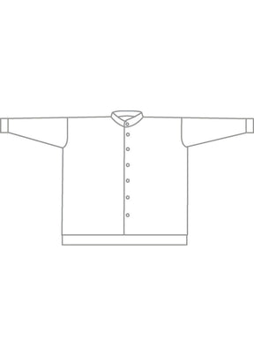 linen mix wide longer back collarless shirt - long