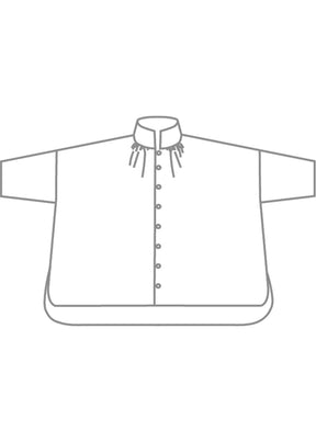 linen sloped shoulder wide a-line pleated collar short sleeve shirt - mid