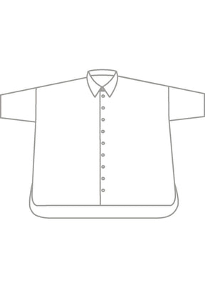 linen sloped shoulder wide a-line short sleeve shirt with collar - long