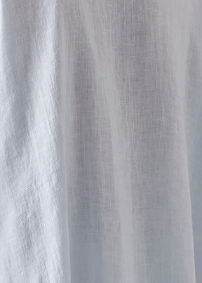 linen wide a-line collarless shirt - very long with slits