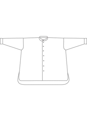 linen wide a-line collarless classic shirt - long plus