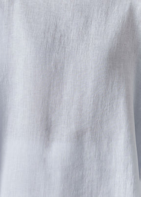 linen sloped shoulder wide a-line scoop neck top - mid