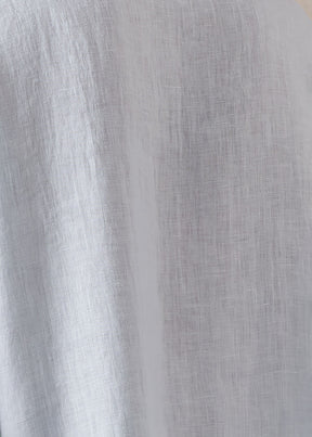 linen sloped shoulder wide a-line scoop neck top - mid
