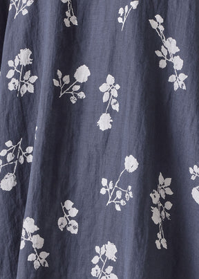 linen wide a-line collarless shirt - very long with slits