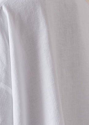 linen angle to front side seam short sleeve tunic with collar - long