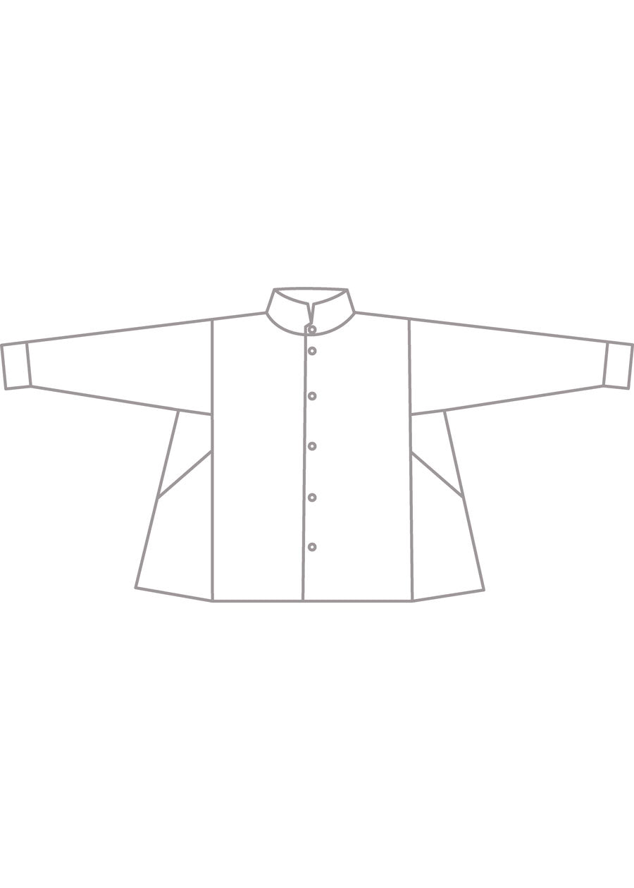 linen caucasus shirt with notch collar - mid plus