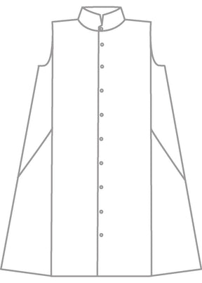linen sleeveless caucasus shirt dress with notch collar